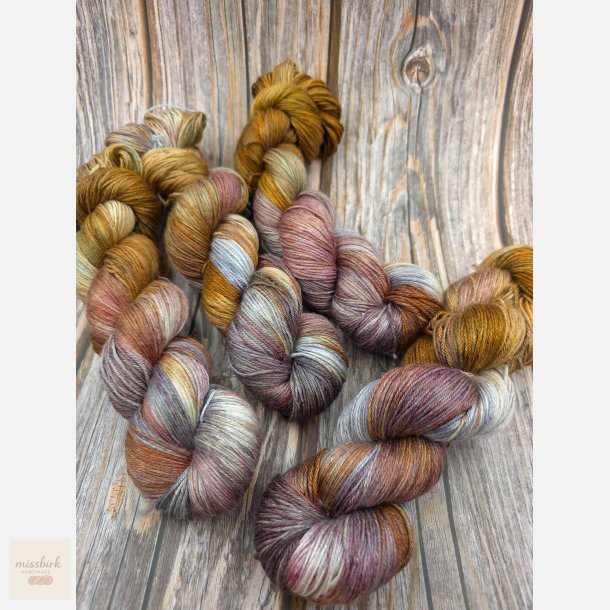 Silke merino 50/50 400 m pastel og gylden